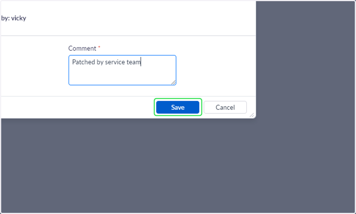 Click on Save to update the fault status
