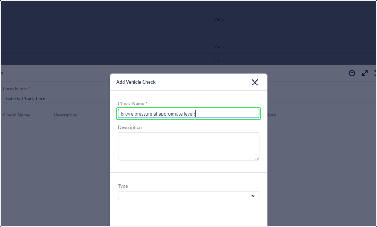 Fill out 'Check name'. This is the question title that will display in the app and is mandatory.