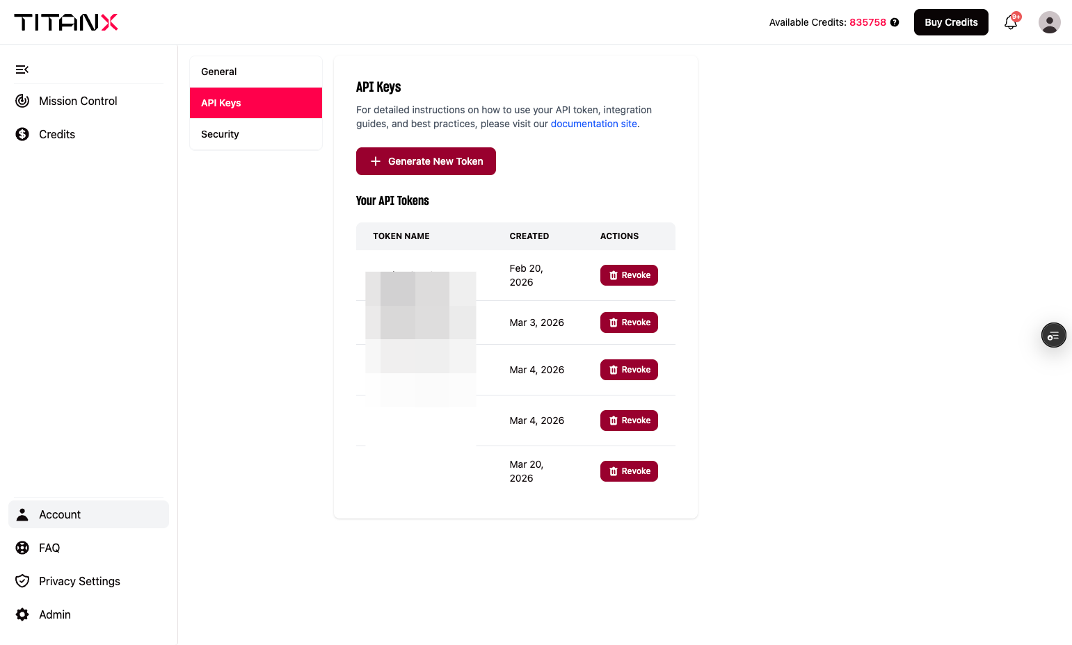 Click on Generate New Token