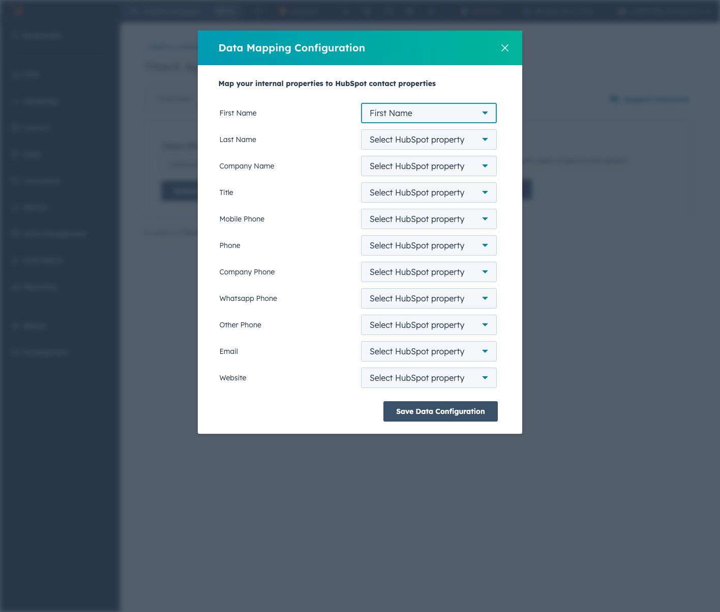 Click on Select HubSpot property