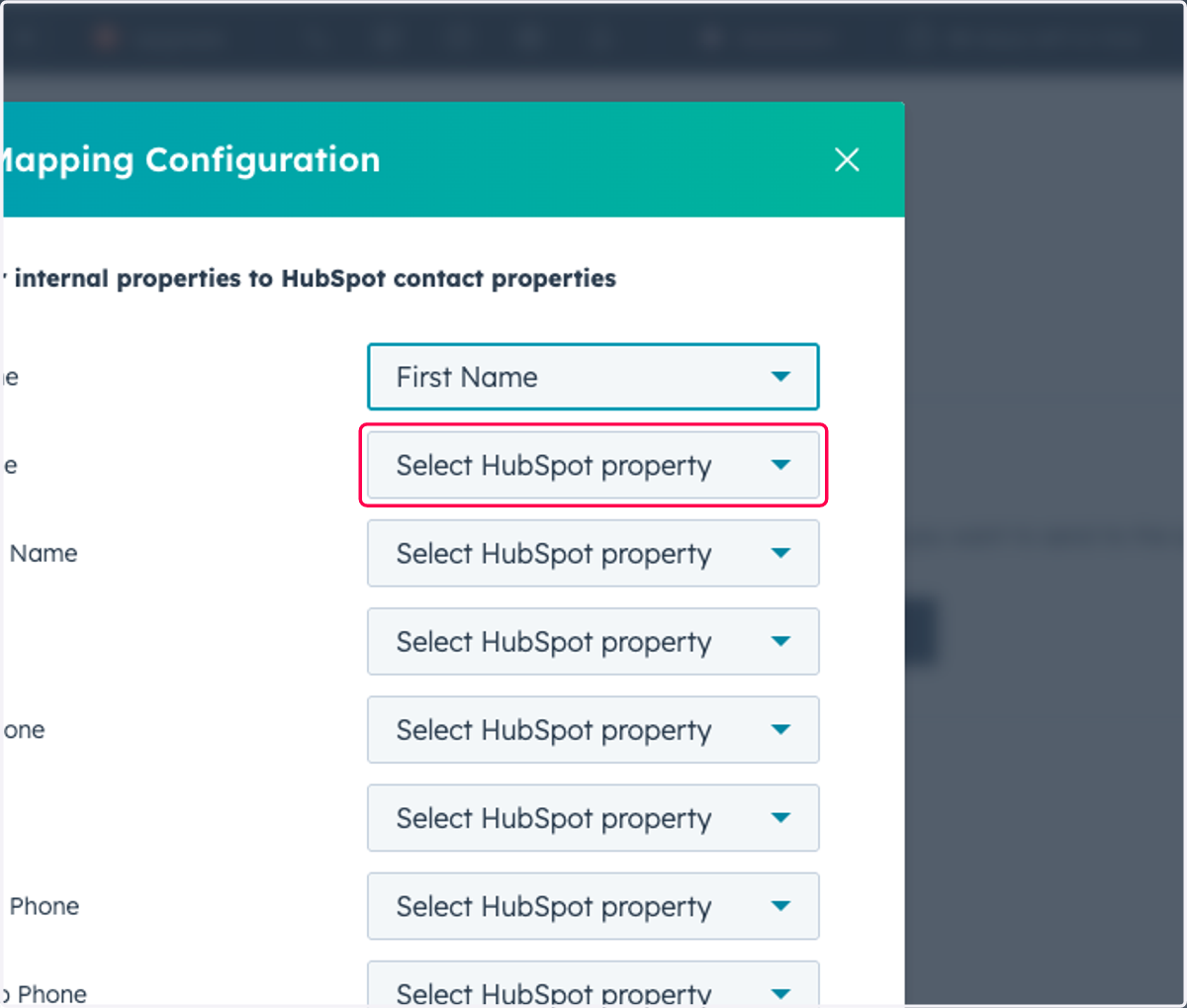 Click on Select HubSpot property