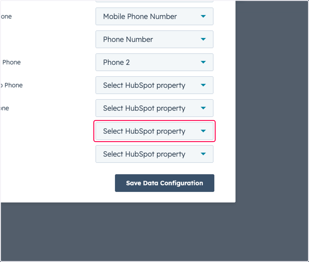 Click on Select HubSpot property