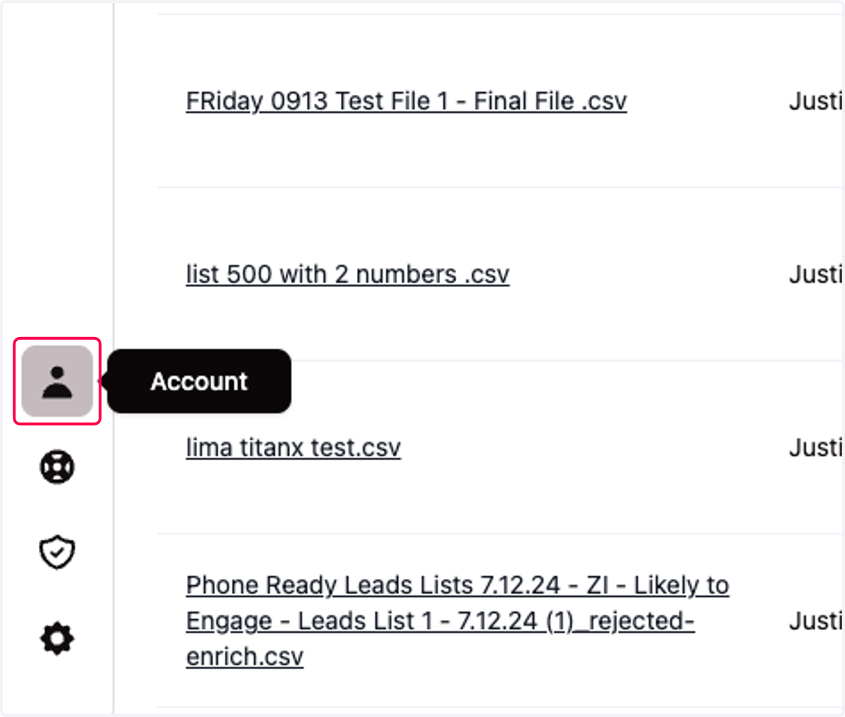 Click on Account