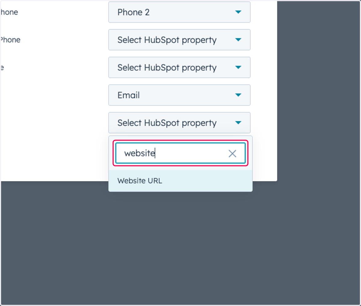 Type "website"