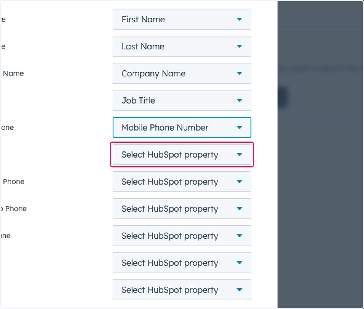 Click on Select HubSpot property