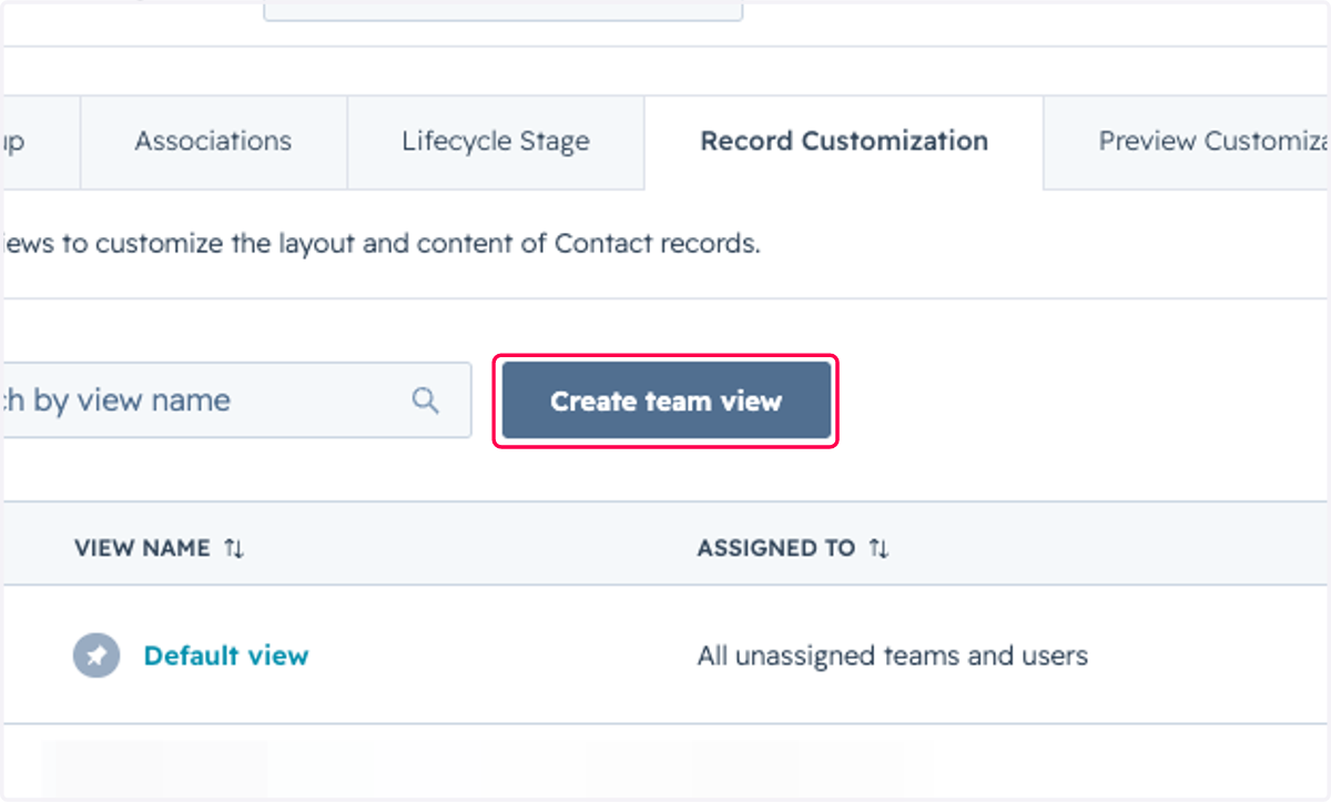 Click on Create team view