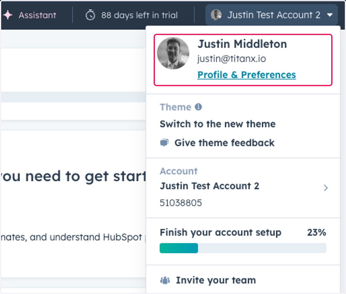 Click on Profile & Preferences
