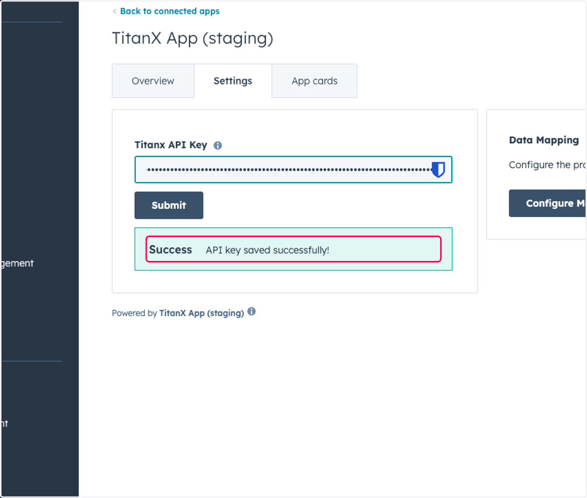 Confirm Success Message