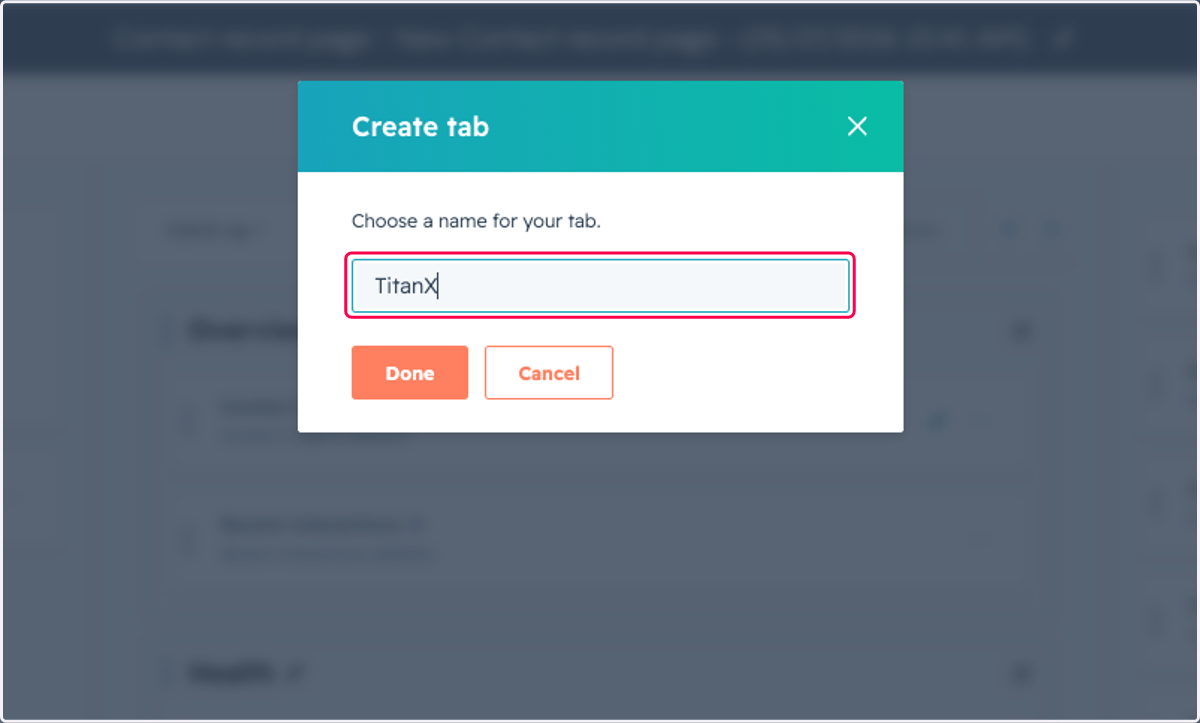 Type Tab label