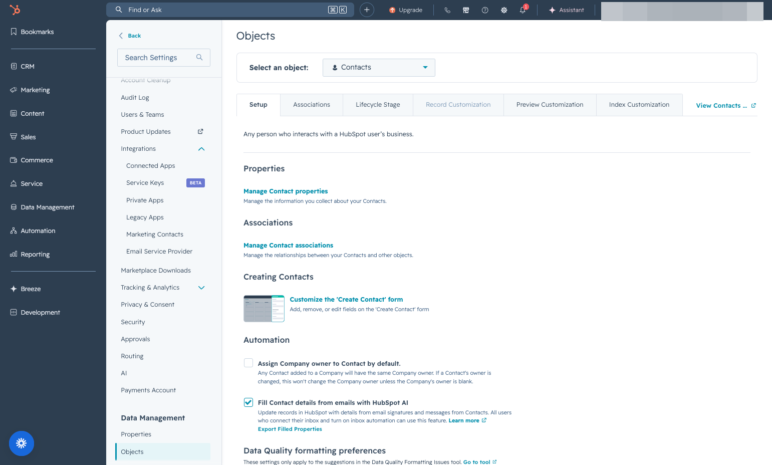 Click on Record Customization