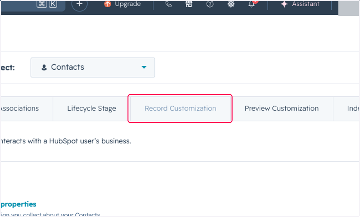 Click on Record Customization