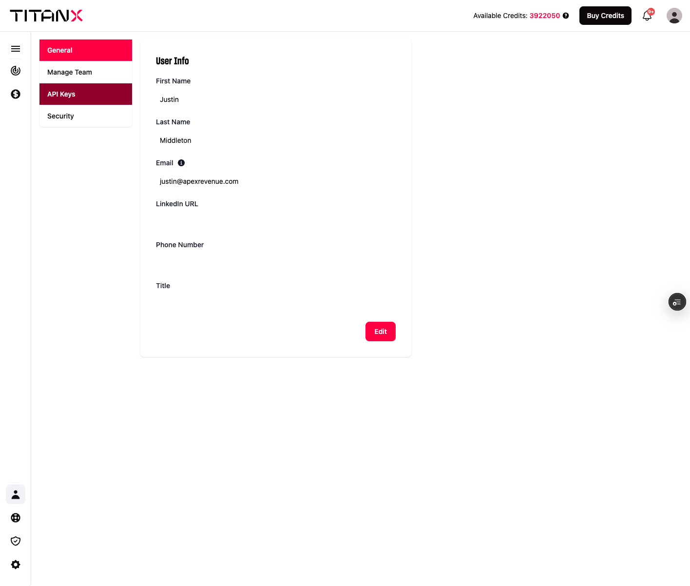 Click on API Keys