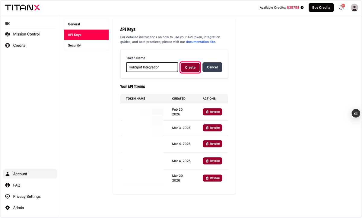 Click on Create