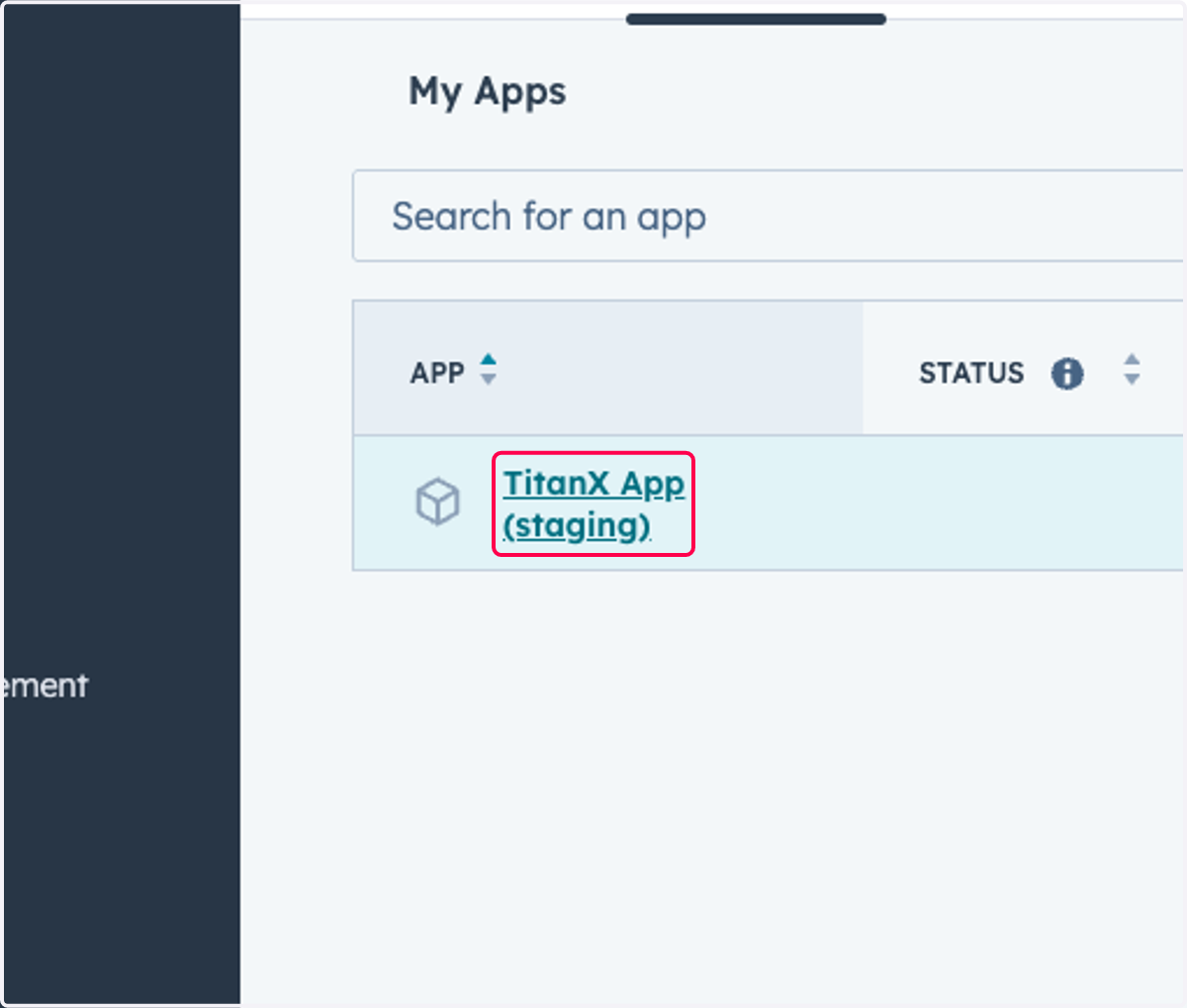 Click on TitanX App (staging)