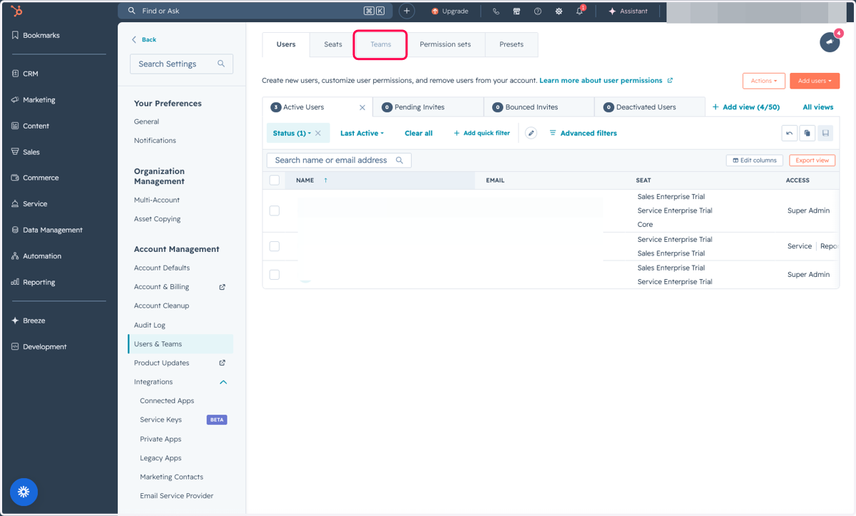 Click on Teams