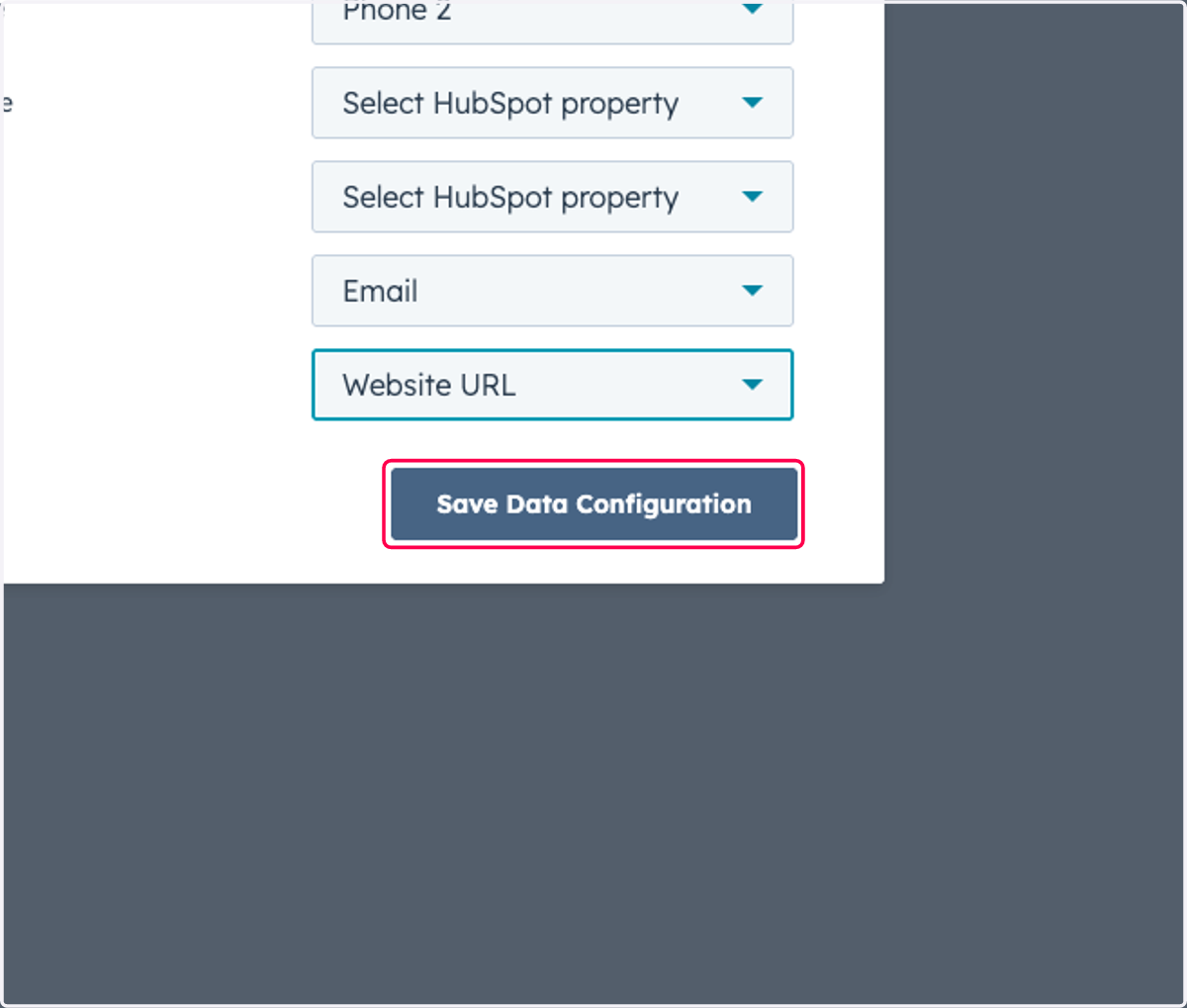 Click on Save Data Configuration