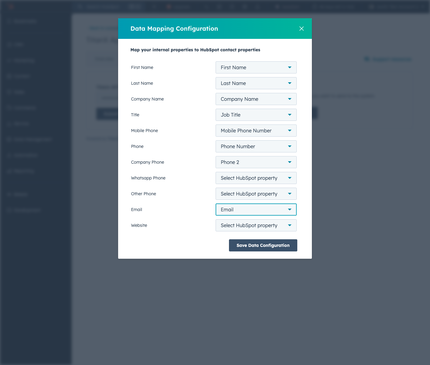 Click on Select HubSpot property
