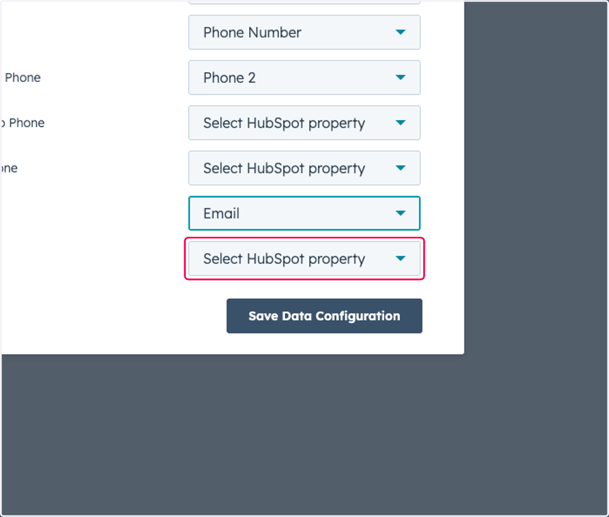 Click on Select HubSpot property