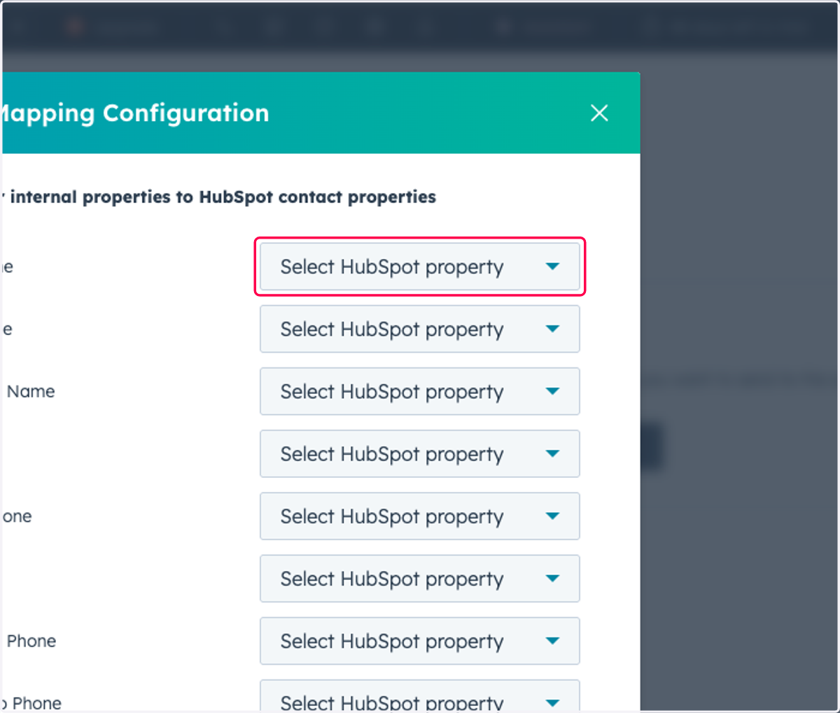 Click on Select HubSpot property