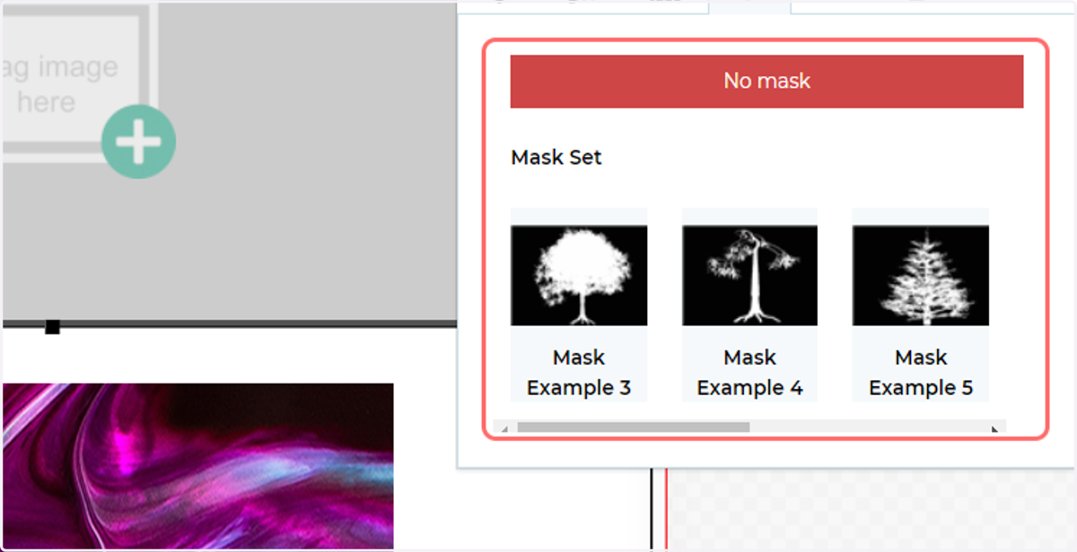 Select one of the masks to apply it to the selected image field or clipart