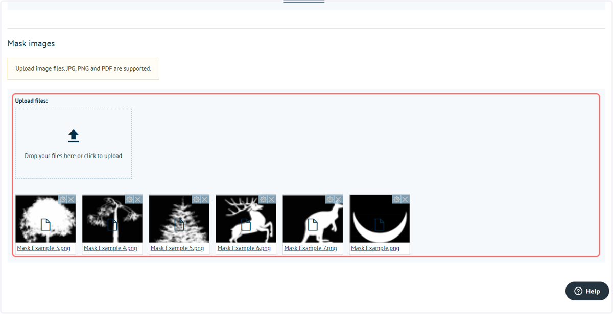 Successfully uploaded masks will be displayed as thumbnails
