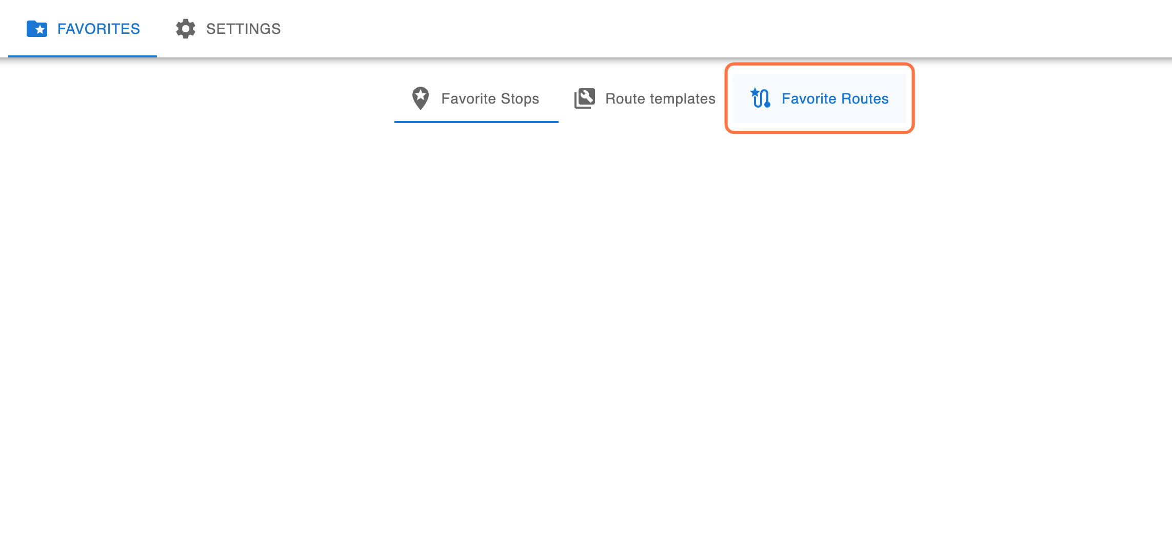 Click on the 'Favorite Routes' tab