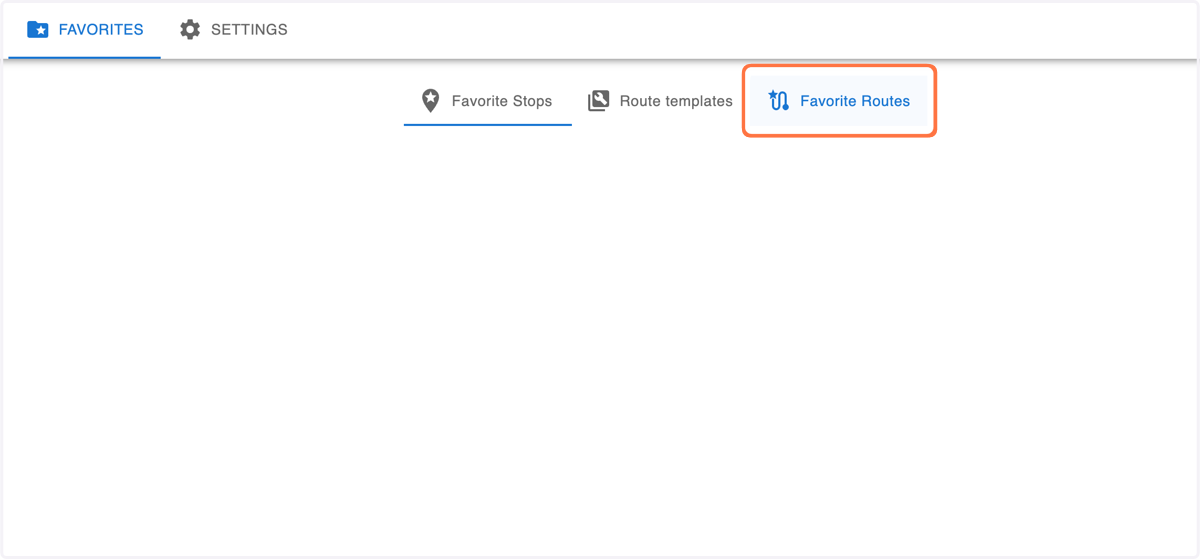 Click on the 'Favorite Routes' tab