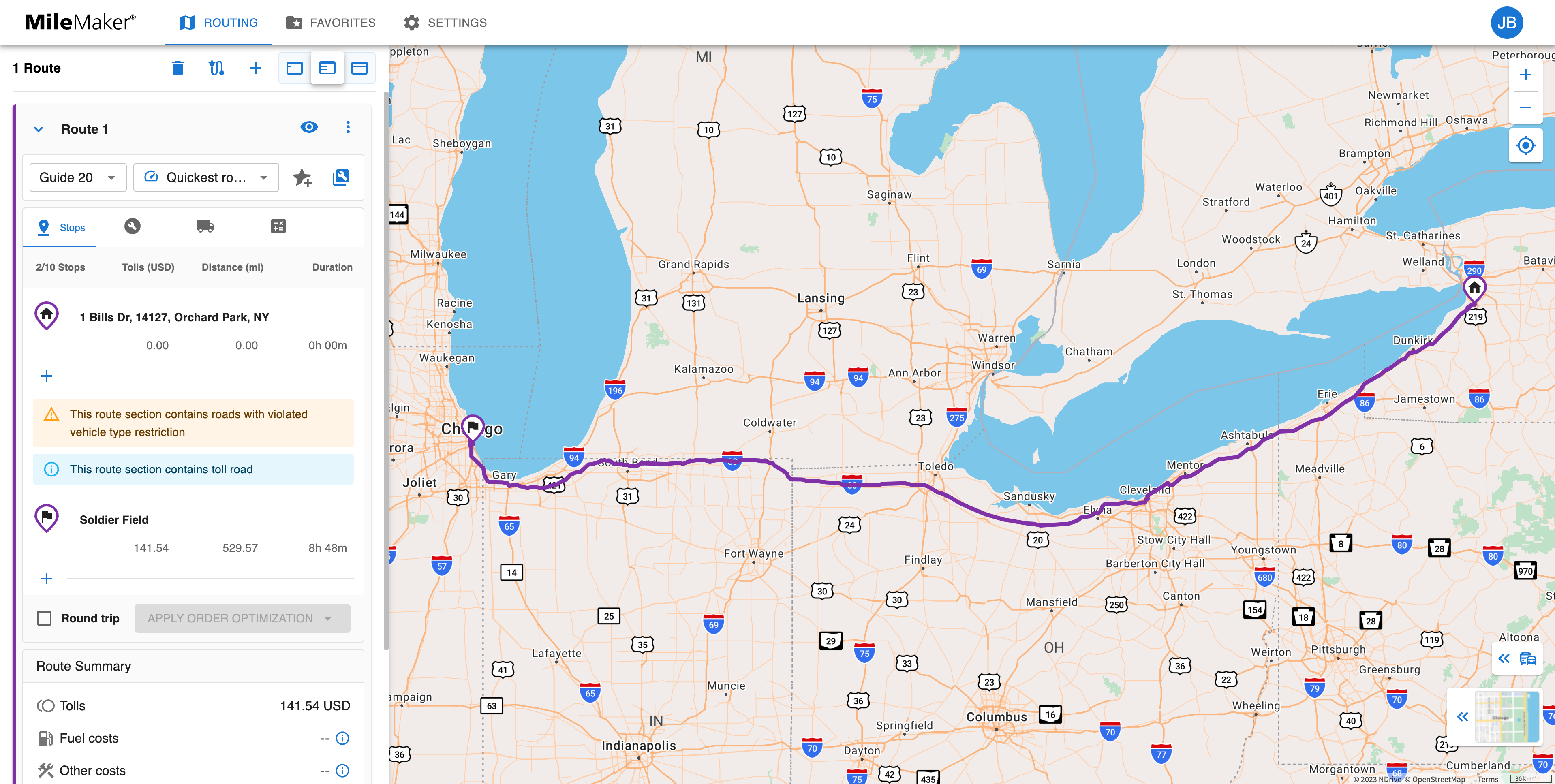 Start by creating a route in MileMaker.