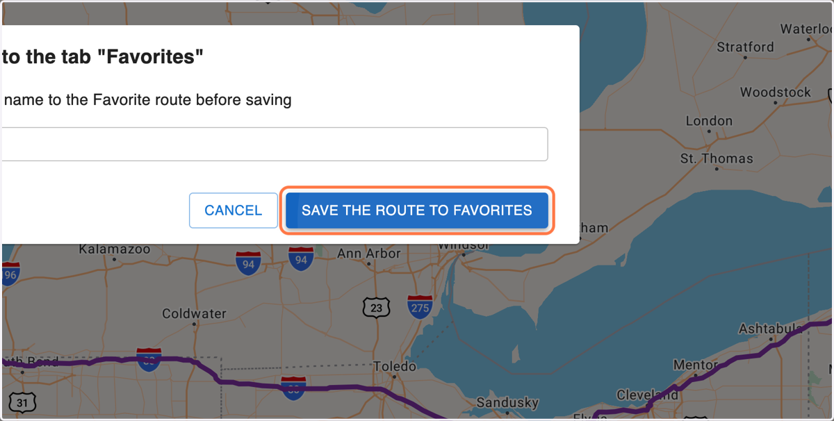 Click on SAVE THE ROUTE TO FAVORITES