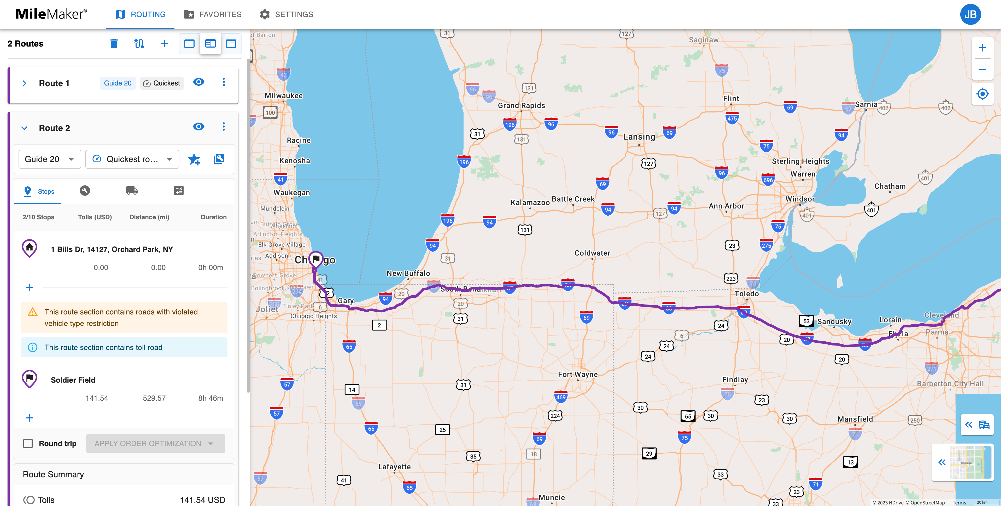 Your favorite route has been retrieved successfully.