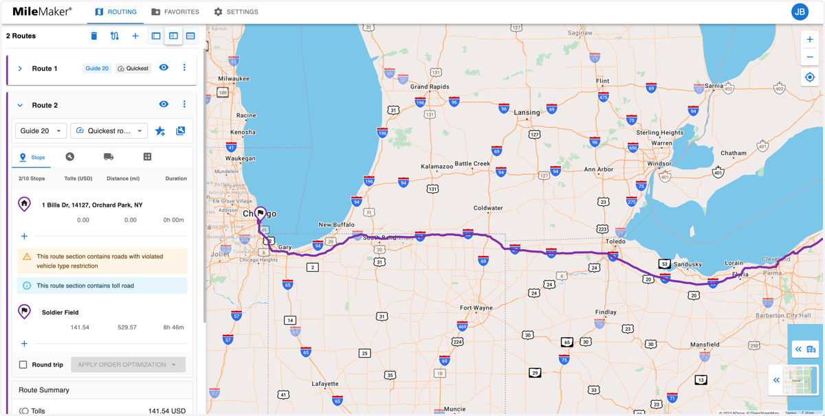 Your favorite route has been retrieved successfully.