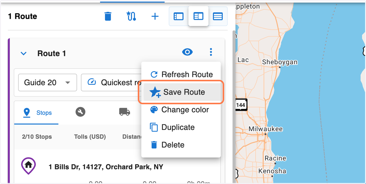 Click on 'Save Route'