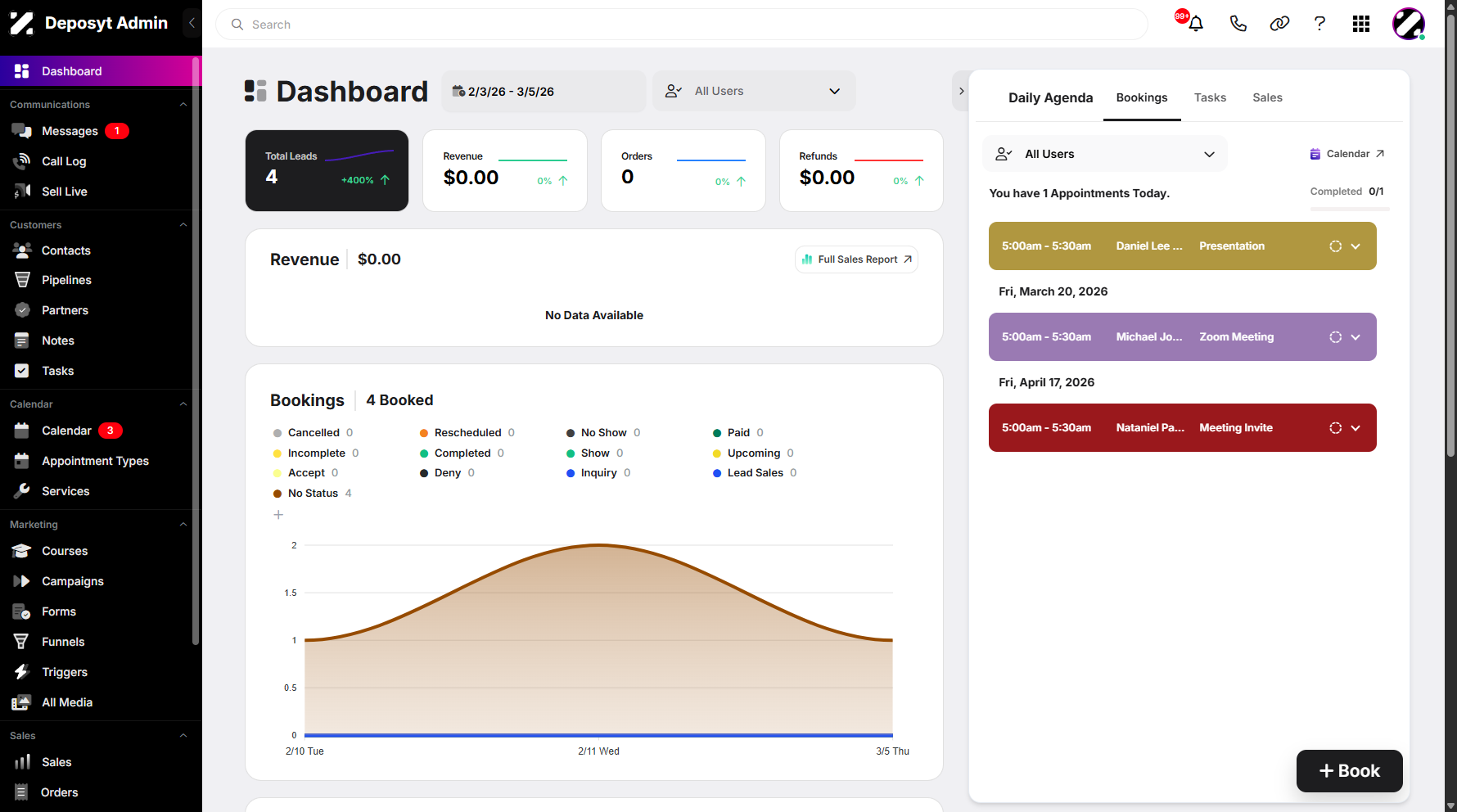 Step 1: On your Dashboard, navigate to the Contacts tab under the Customers section.