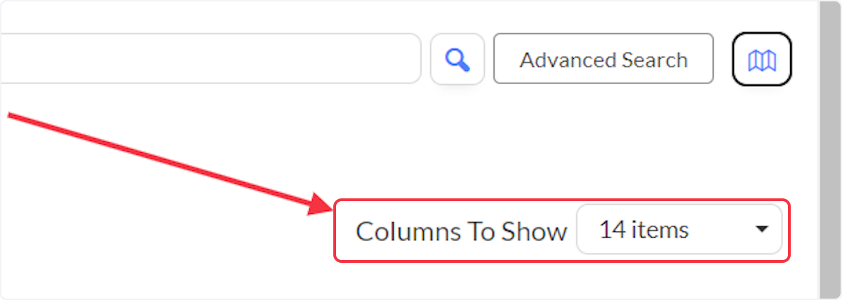 Click Columns to show dropdown menu to select the columns to display on the page.  Address and Actions will always display.