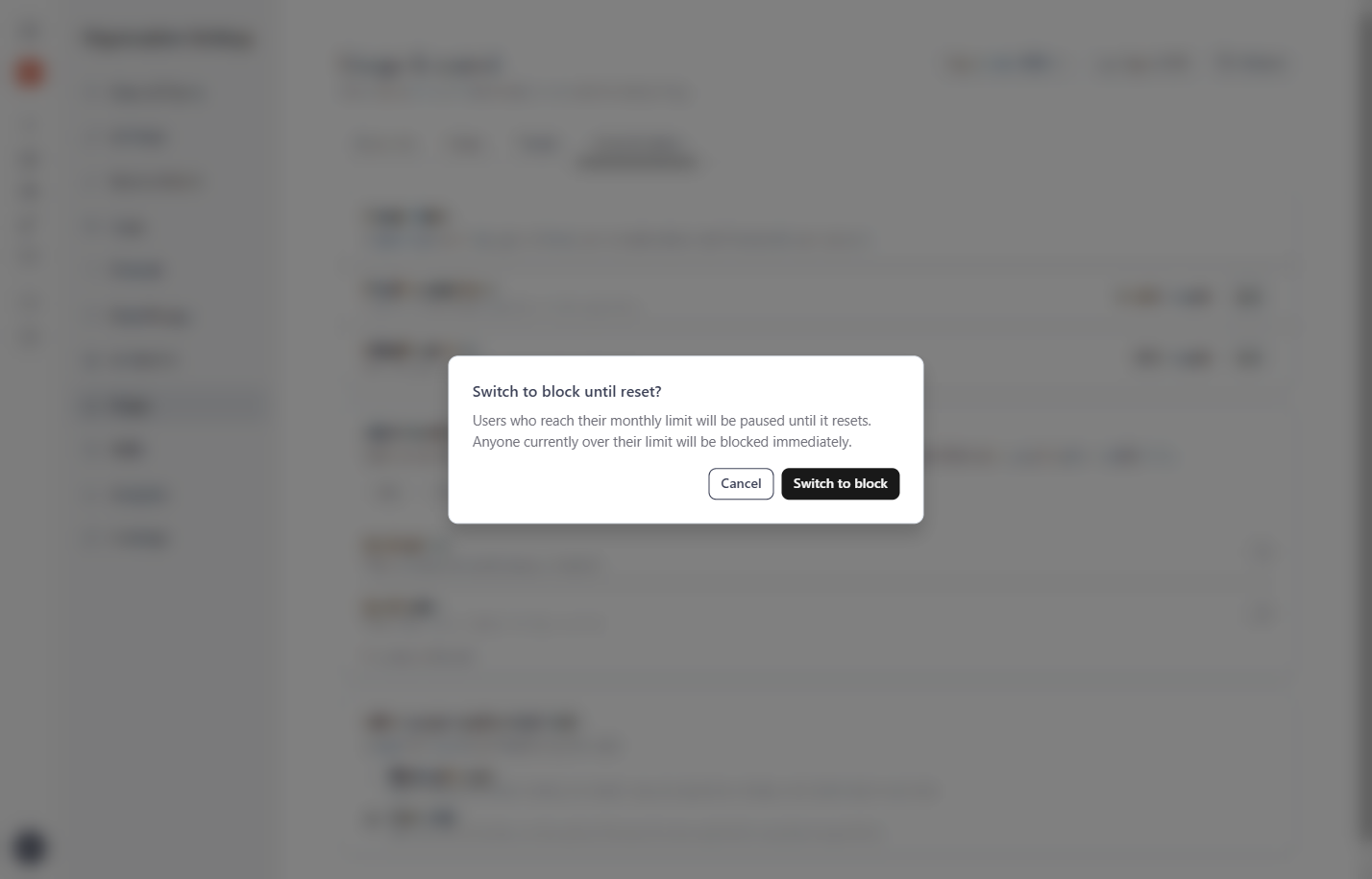 Click on Switch to block