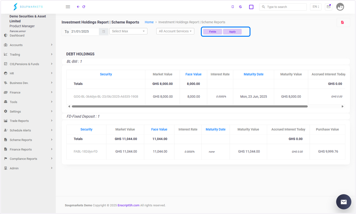 Filters and Bulk Buttons