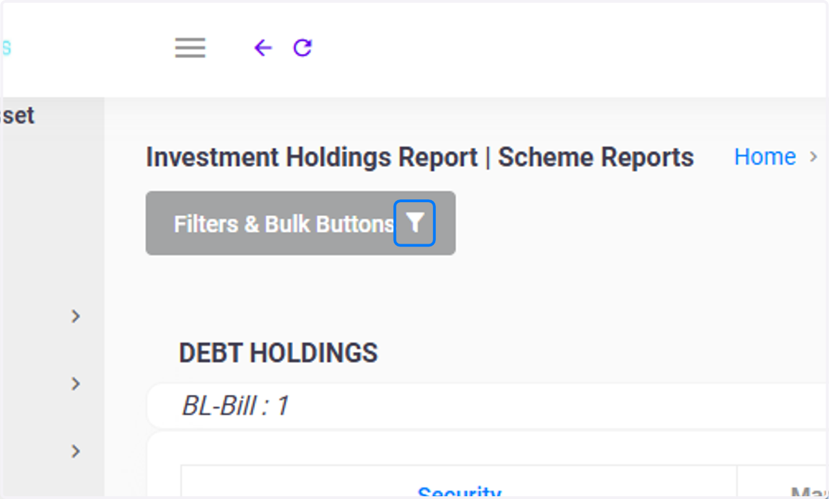 Filters and Bulk Buttons