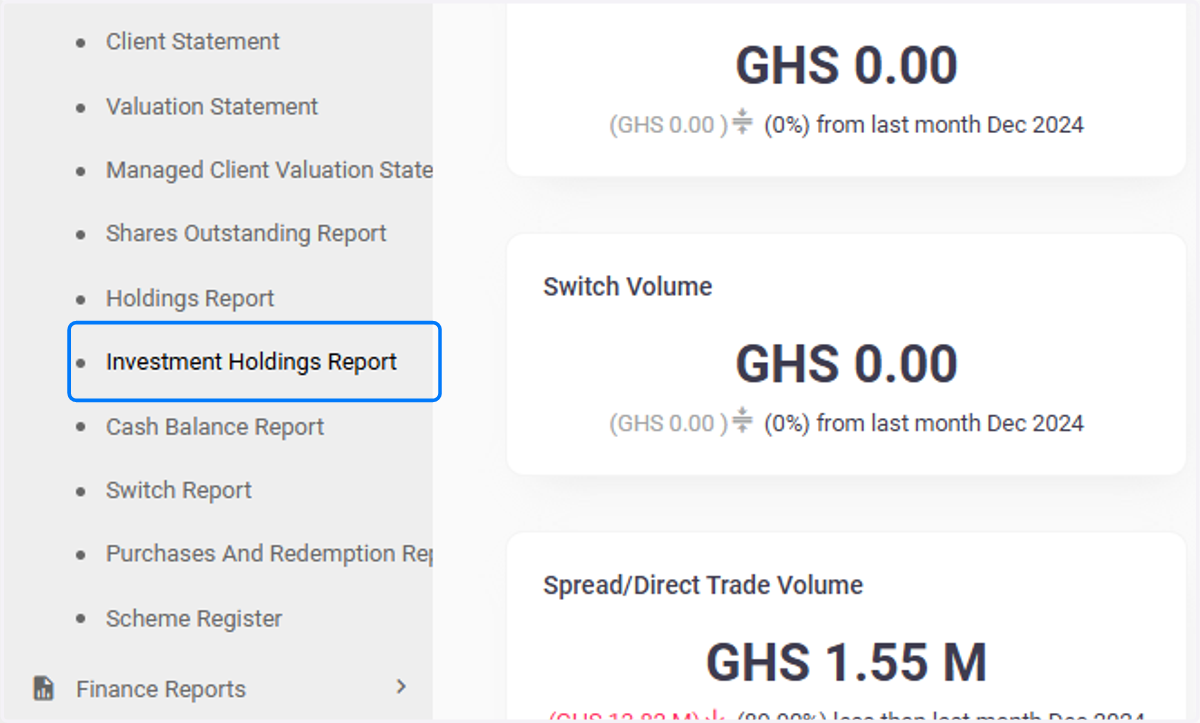 Click on Investment Holdings Report