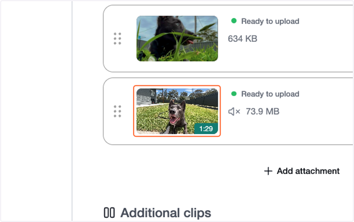 Select the attachment you want to adjust