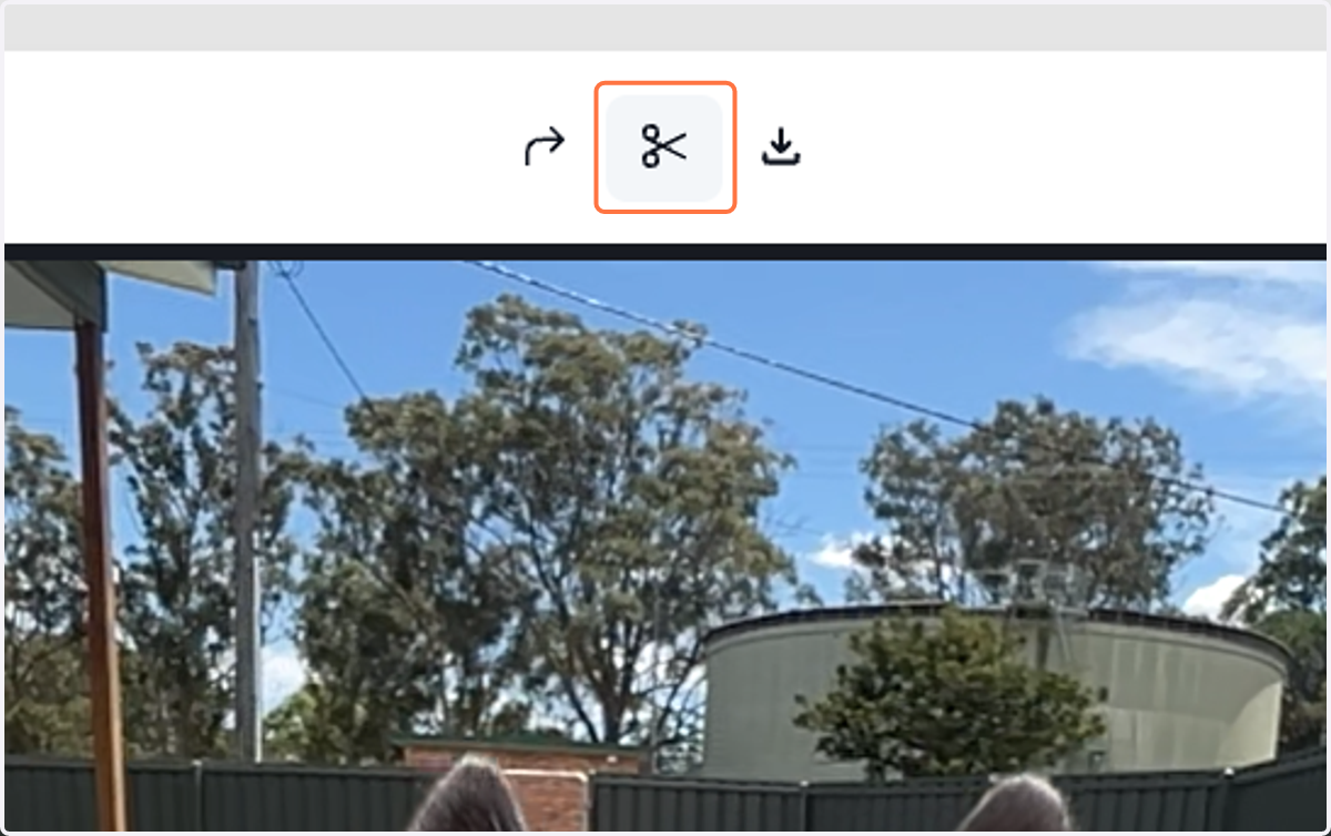 Use the scissors tool to trim your attachment.