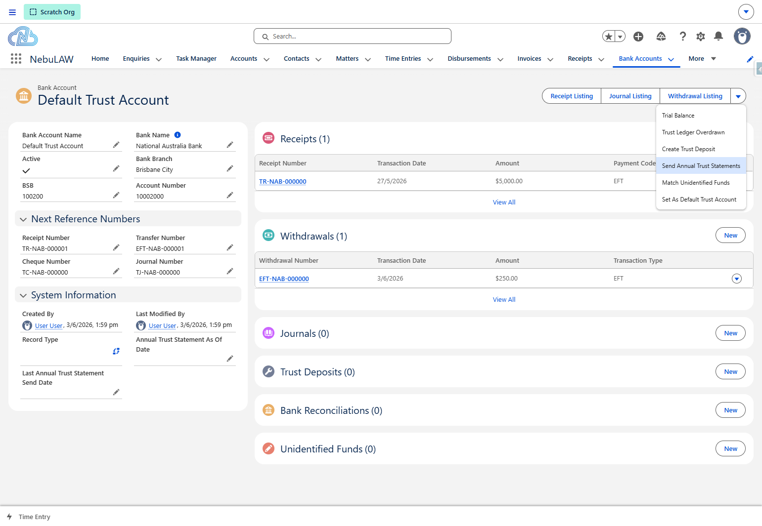 Click on Send Annual Trust Statements