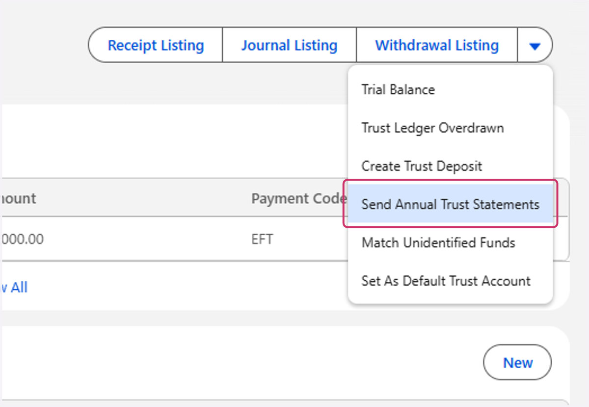 Click on Send Annual Trust Statements