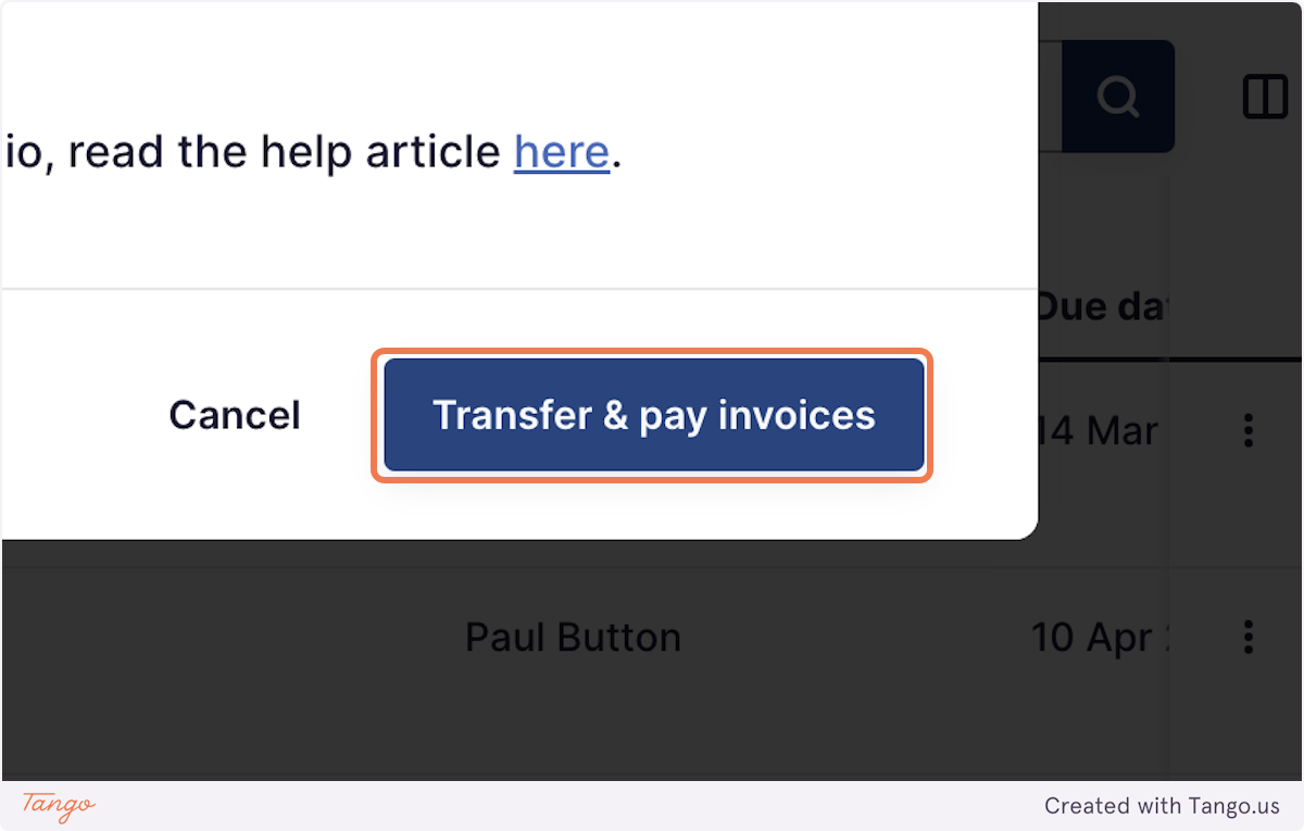 Click on Transfer & pay invoices