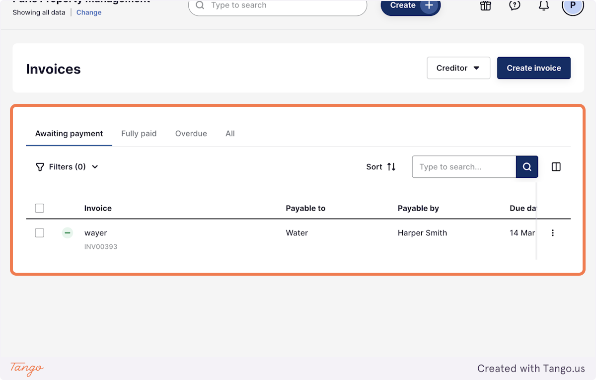 After refreshing the screen, the outstanding invoices will update and teh apiud invoices will no longer appear
