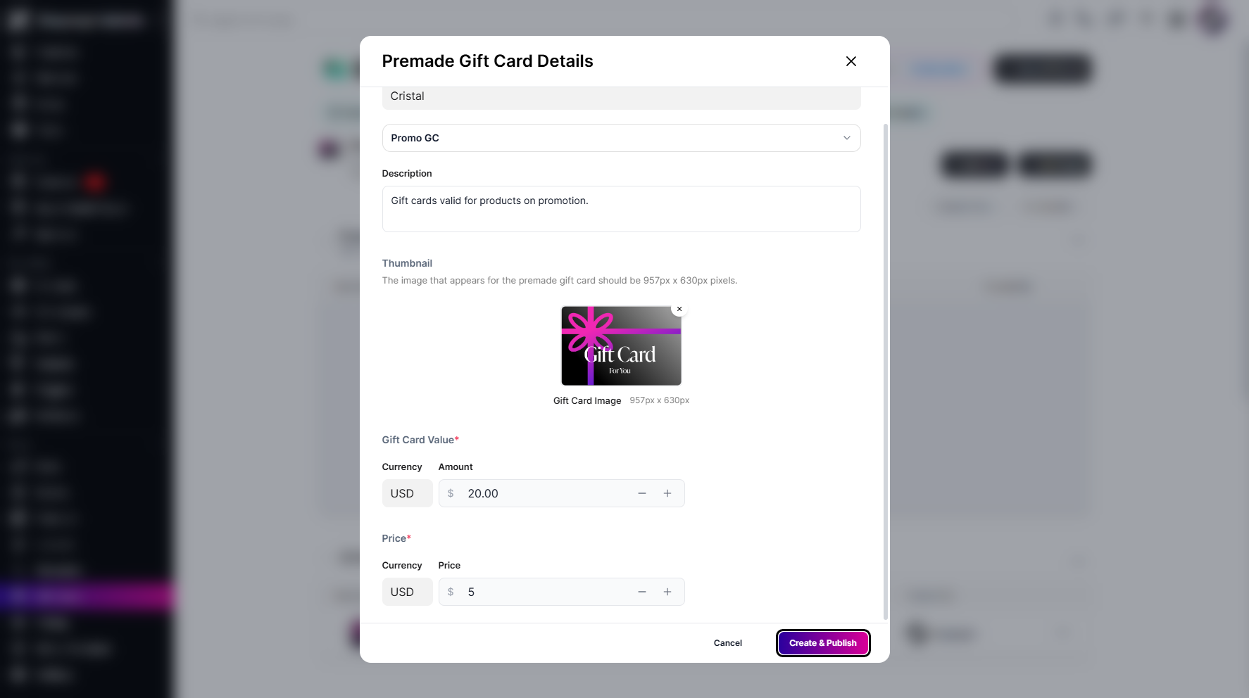 Step 7: Click the Create & Publish button after you have filled in the details.