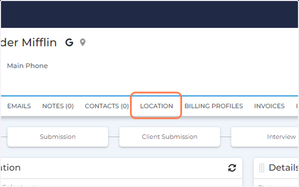 Click on the LOCATION tab