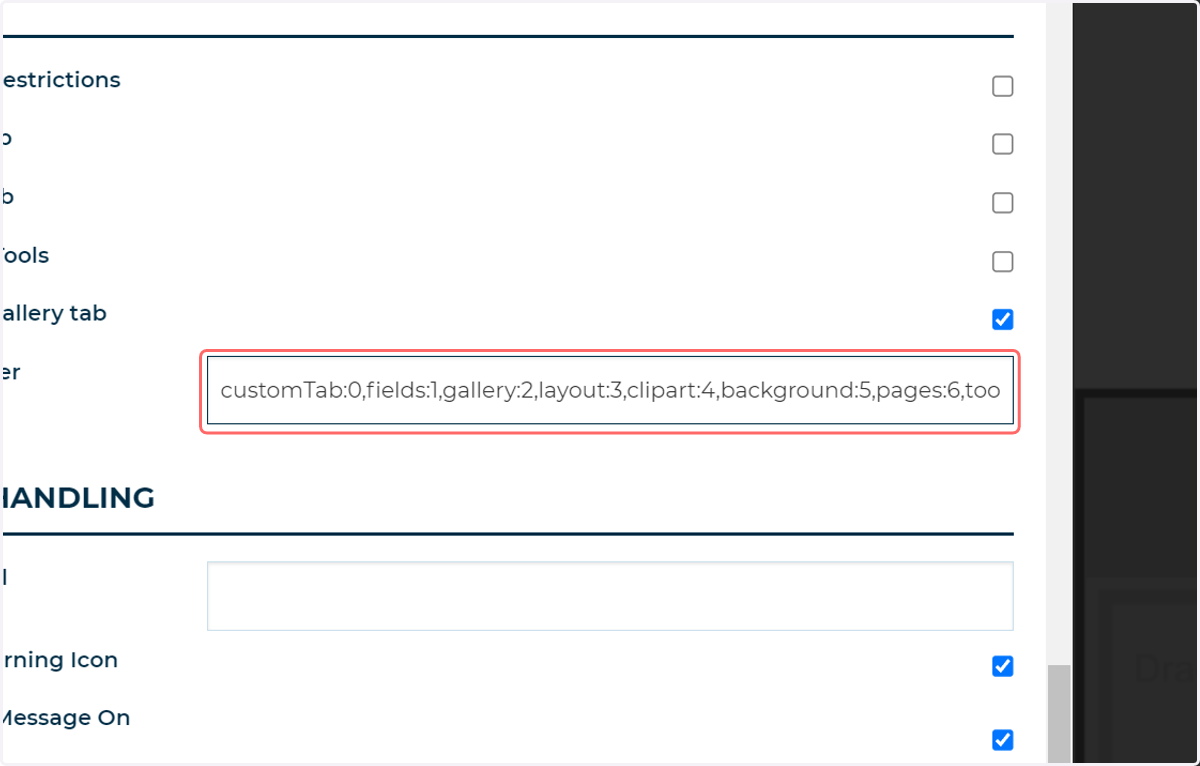 Modify the Tab Display Order if required