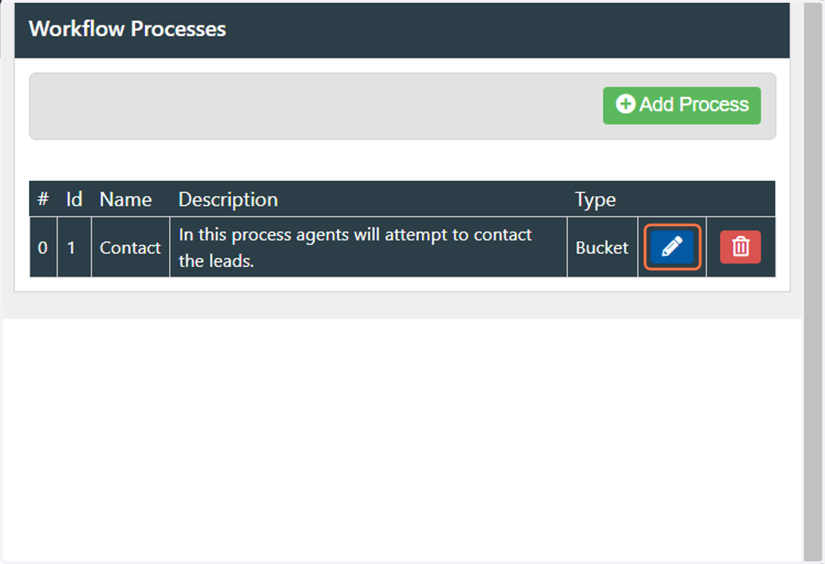 Click on the "Edit" button to edit an existing Workflow Process
