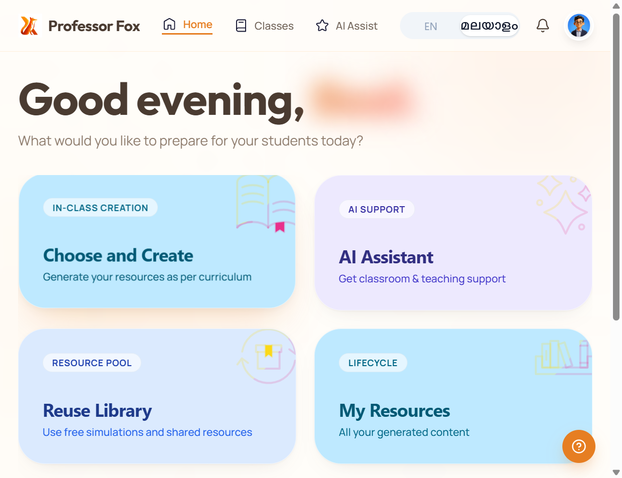 A. Open Professor Fox B. Click on Choose and Create