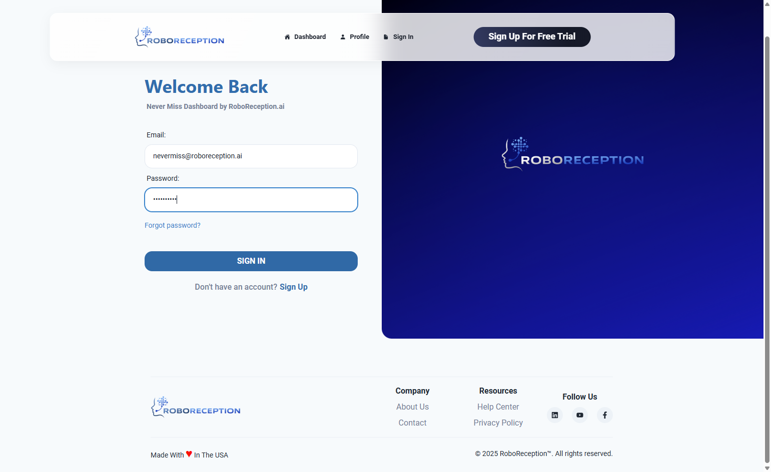 Login With 2FA - RoboReception AI